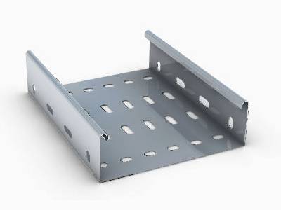 A hot-dipped perforated cable tray on the white background.